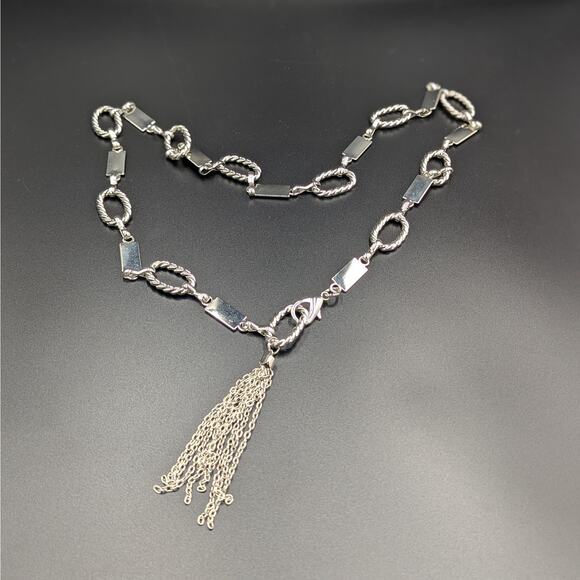 Silver-Tone Rope Link Chain Belt with Tassel Accent – 41 Inches - Picture 2 of 2